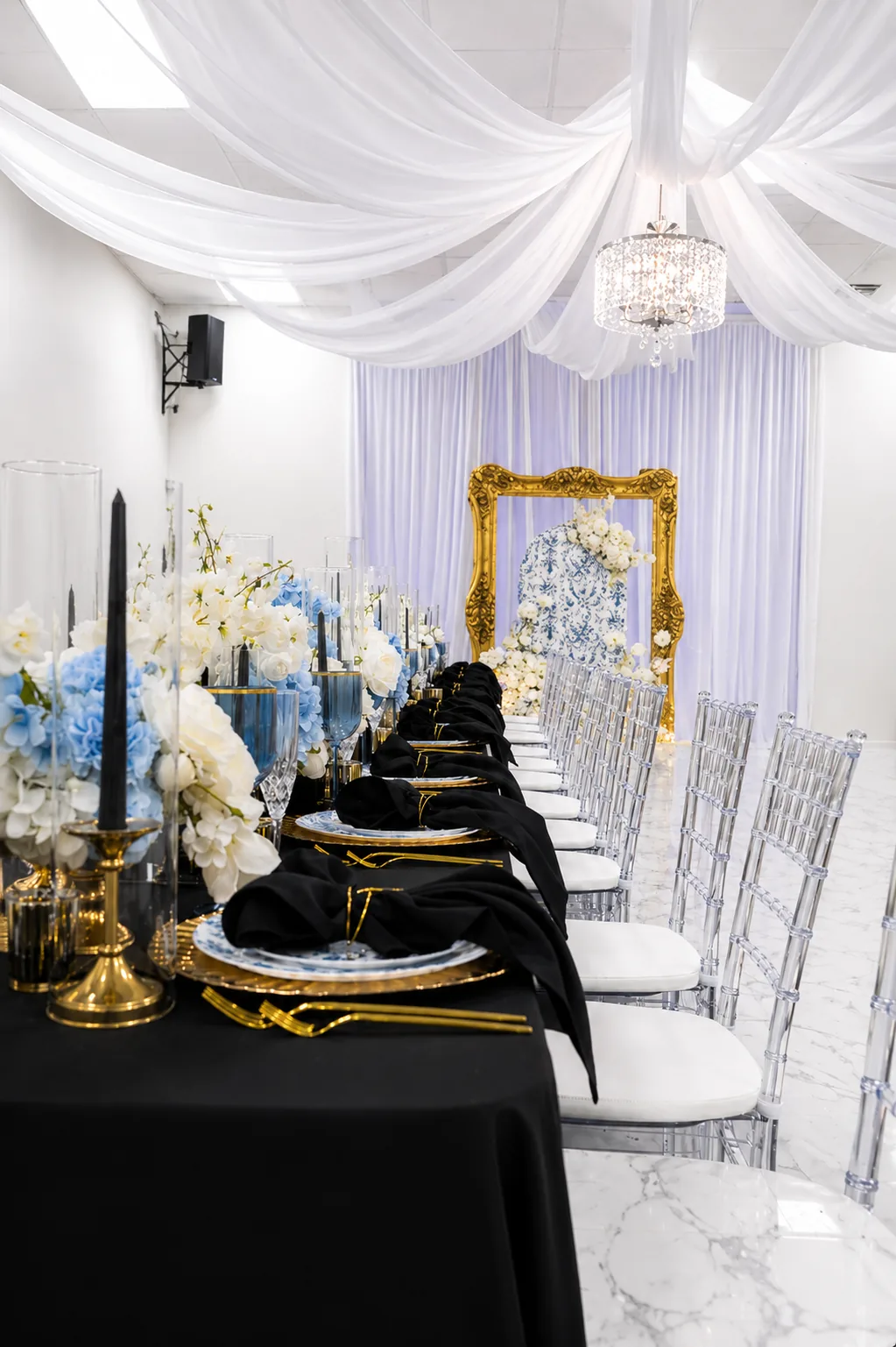 Black and gold luxury tablescape